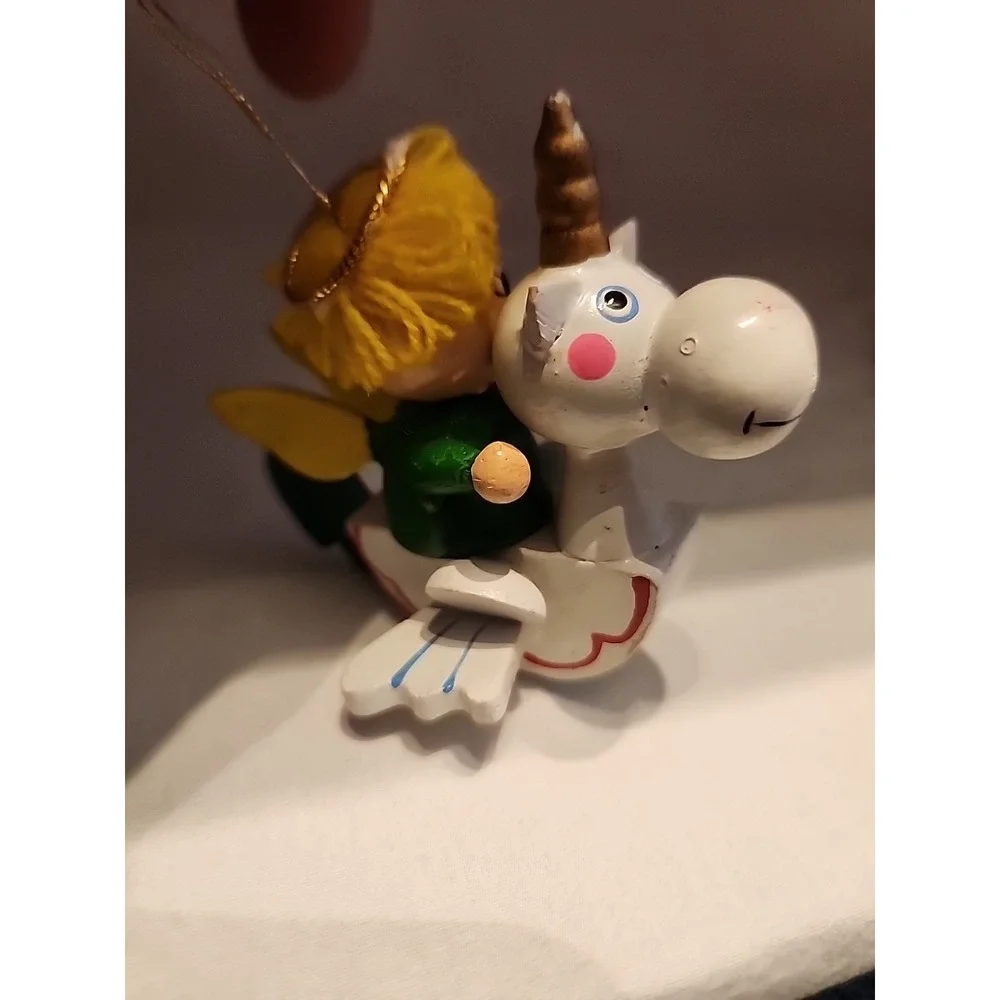 Vintage Wooden Christmas Ornaments Lot Hand‎ Painted Mice Snowman Angel 7pc